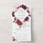 Romance Waterverf Floral Wedding All In One Uitnodiging (Binnen)