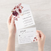 Romance Waterverf Floral Wedding All In One Uitnodiging (Afscheurbaar)