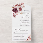 Romance Waterverf Floral Wedding All In One Uitnodiging (Binnen)