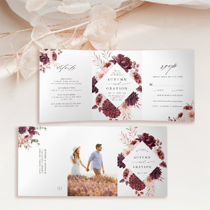 Romance Waterverf Floral Wedding Drieluik Uitnodiging