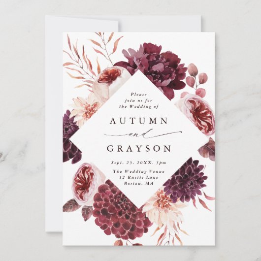 Romance Waterverf Floral Wedding Kaart (Voorkant)