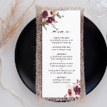 Romance Waterverf Floral Wedding Menu<br><div class="desc">Dit trouwmenu bevat waterverf bloembouquets van dahlias,  tuinlijke rozen en pony's in woedend rood,  maroon,  wazig roze over herfstbladeren. Voor meer geavanceerde aanpassing van dit ontwerp,  te klikken gelieve de BUTTON van het TOOL VAN HET ONTWERP BLAUW. Overeenkomende objecten zijn ook beschikbaar.</div>