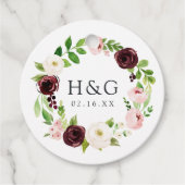 Romance Waterverf Floral Wedding Monogram Bedankjes Labels (Voorkant)