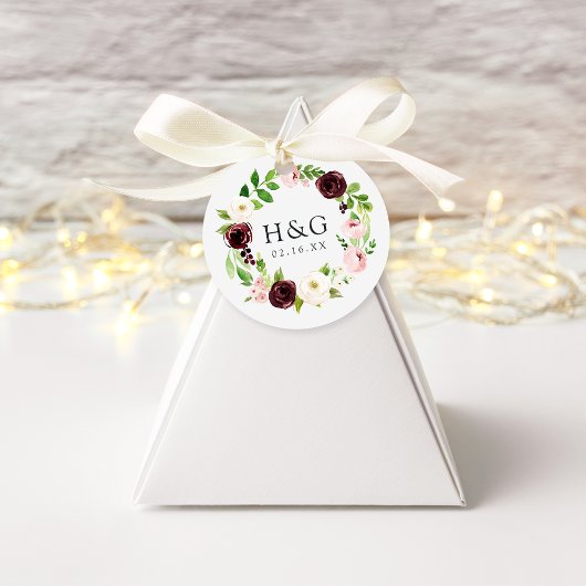 Romance Waterverf Floral Wedding Monogram Bedankjes Labels