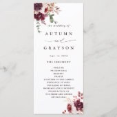 Romance Waterverf Floral Wedding Programmakaart (Voorkant)