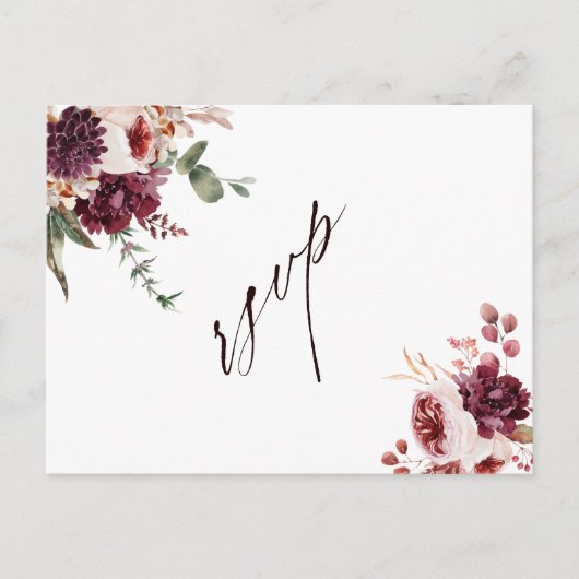 Romance Waterverf Floral Wedding RSVP Briefkaart (Voorkant)