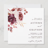 Romance Waterverf Floral Wedding Square Kaart (Voorkant)