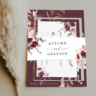 Romance Waterverf Floral Wedding Uitnodigingen Wikkel
