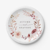 Romance Waterverf Floral Wreath Wedding Papieren Bordje (Voorkant)