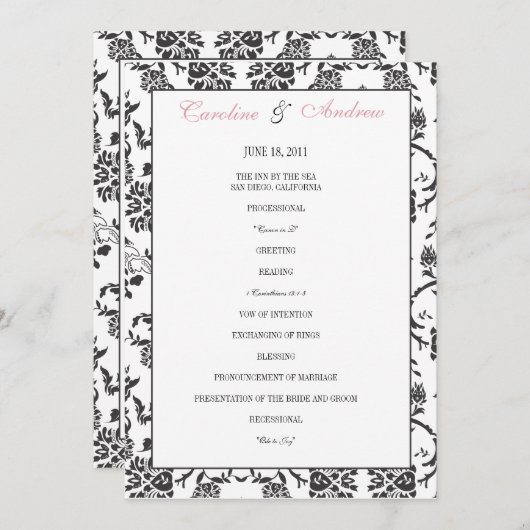 Romance Wedding Programma Programmakaart (Voorkant / Achterkant)