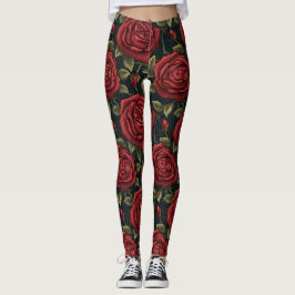  Romance: William Morris Red Rose Tapestry Leggings