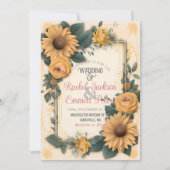 Romance Zonnebloem Weddenschap Gele rozenbladeren  Kaart (Voorkant)