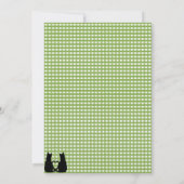 Romancing Black Cats in Tree Green Gingham Wedding Kaart (Achterkant)