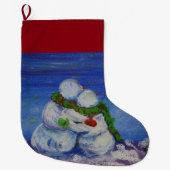 Romancing Snowman Kerstmis Stocking Grote Kerstsok (Voorkant)