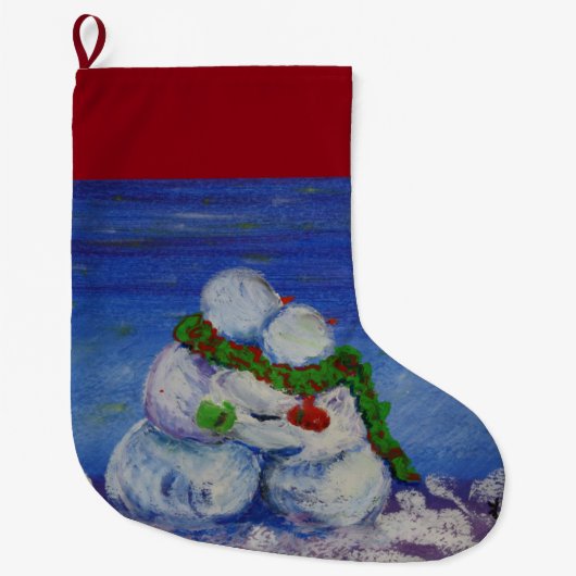 Romancing Snowman Kerstmis Stocking Grote Kerstsok (Voorkant)