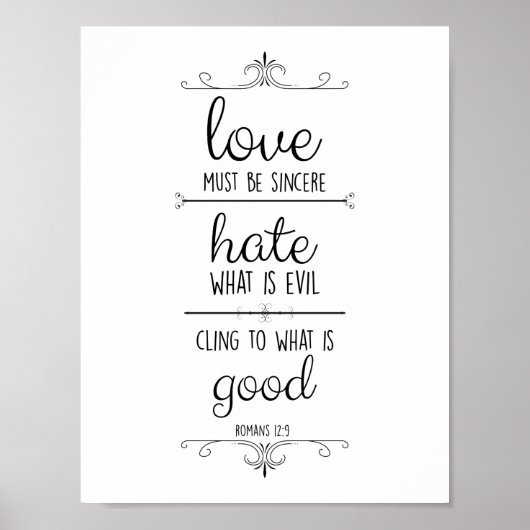 romanen 12:9 de liefde moet oprecht zijn christeli poster (Voorkant)
