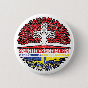 Romanen Rätoromanisch Graubündisch Graubünden Baum Ronde Button 5,7 Cm