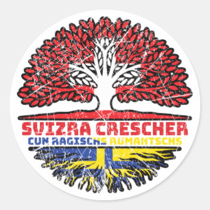 Romanen Rätoromanisch Graubündisch Graubünden Baum Ronde Sticker