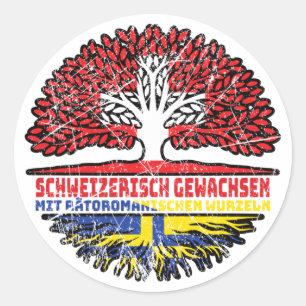 Romanen Rätoromanisch Graubündisch Graubünden Baum Ronde Sticker