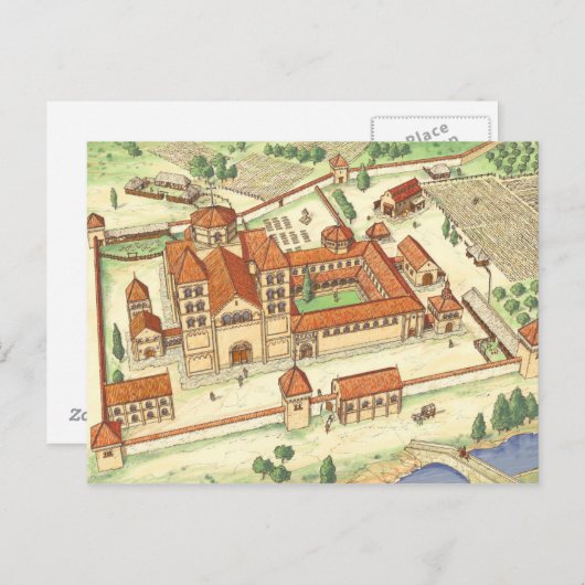 Romanesque Abbey Model Briefkaart (Voorkant / Achterkant)