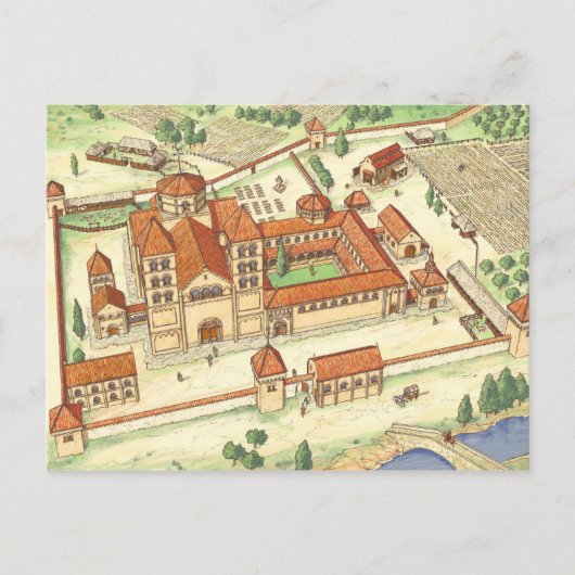 Romanesque Abbey Model Briefkaart (Voorkant)