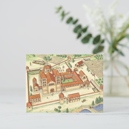 Romanesque Abbey Model Briefkaart (Staand voorkant)
