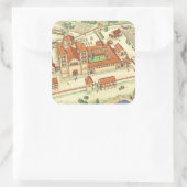 Romanesque Abbey Model Vierkante Sticker (Tas)