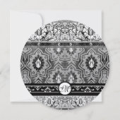 Romanesque Black Damask Swirls Weddenschap Kaart (Achterkant)