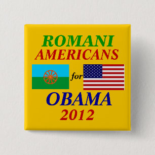 Romani americans voor Obama Vierkante Button 5,1 Cm