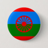 ROMANI FLAG RONDE BUTTON 5,7 CM (Voorkant)