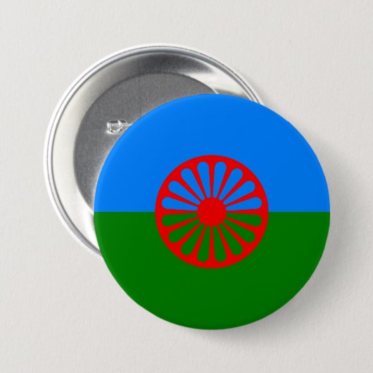 Romani Flag Ronde Button 7,6 Cm (Voorkant /achterkant)