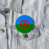 Romani Flag Ronde Button 7,6 Cm (In situ)