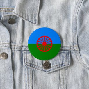 Romani Flag Ronde Button 7,6 Cm