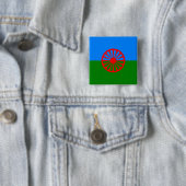 Romani Flag Vierkante Button 5,1 Cm (In situ)