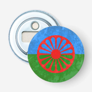 Romani vlag button flesopener