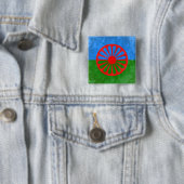 Romani vlag vierkante button 5,1 cm (In situ)