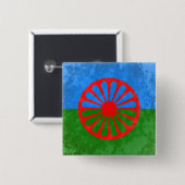 Romani vlag vierkante button 5,1 cm (Voorkant /achterkant)