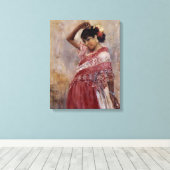 Romani Zigeuner Vrouw Dansen (door Albert Edelfelt Canvas Afdruk (Insitu (Houten vloer))