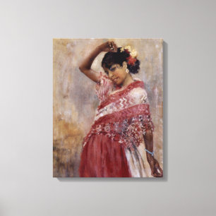 Romani Zigeuner Vrouw Dansen (door Albert Edelfelt Canvas Afdruk