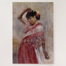 Romani Zigeuner Vrouw Dansen (door Albert Edelfelt