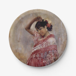 Romani Zigeuner Vrouw Dansen (door Albert Edelfelt Papieren Bordje