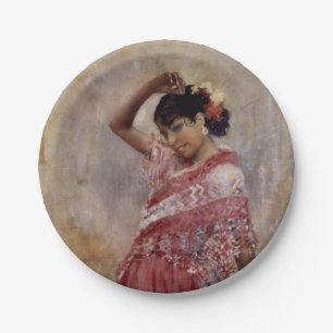 Romani Zigeuner Vrouw Dansen (door Albert Edelfelt Papieren Bordje