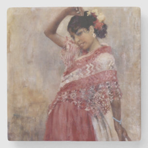 Romani Zigeuner Vrouw Dansen (door Albert Edelfelt Stenen Onderzetter