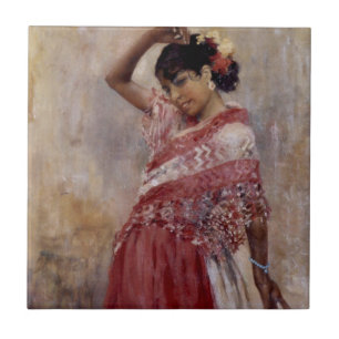 Romani Zigeuner Vrouw Dansen (door Albert Edelfelt Tegeltje
