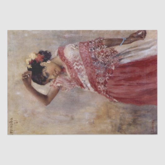 Romani Zigeuner Vrouw Dansen (door Albert Edelfelt Tissuepapier (Voorkant)