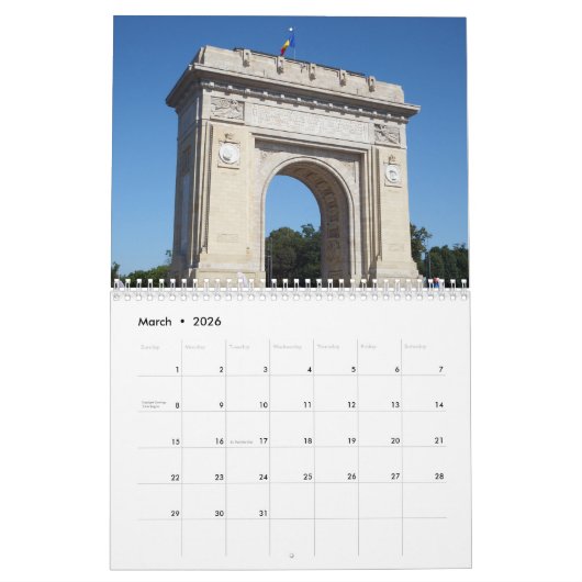 Romania 2026 calendar kalender (Mar 2026)