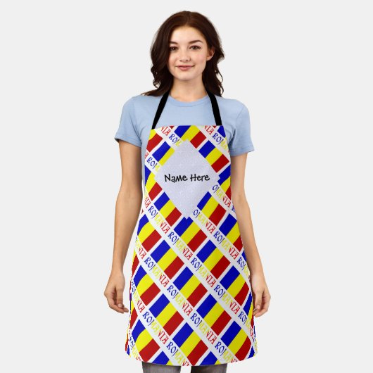 Romania and Romanian Flag Tiled with Your Name Schort (Gedragen)