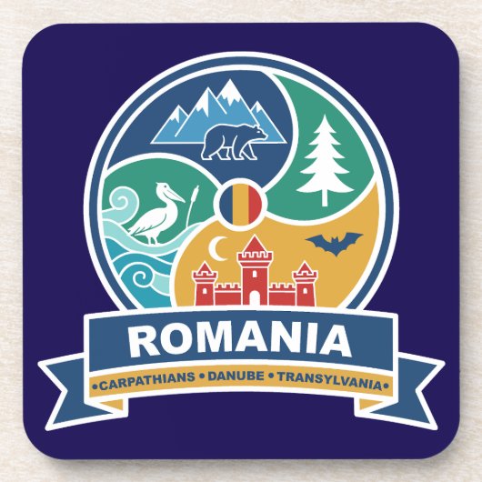 Romania Carpathians Danube Transylvania Bier Onderzetter (Voorkant)