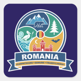 Romania Carpathians Danube Transylvania Vierkante Sticker