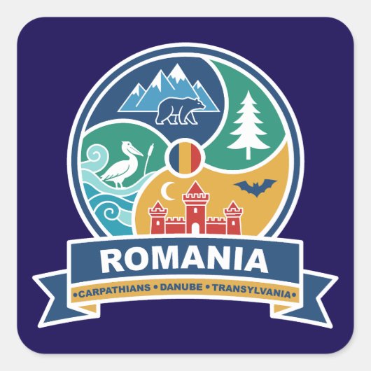 Romania Carpathians Danube Transylvania Vierkante Sticker (Voorkant)